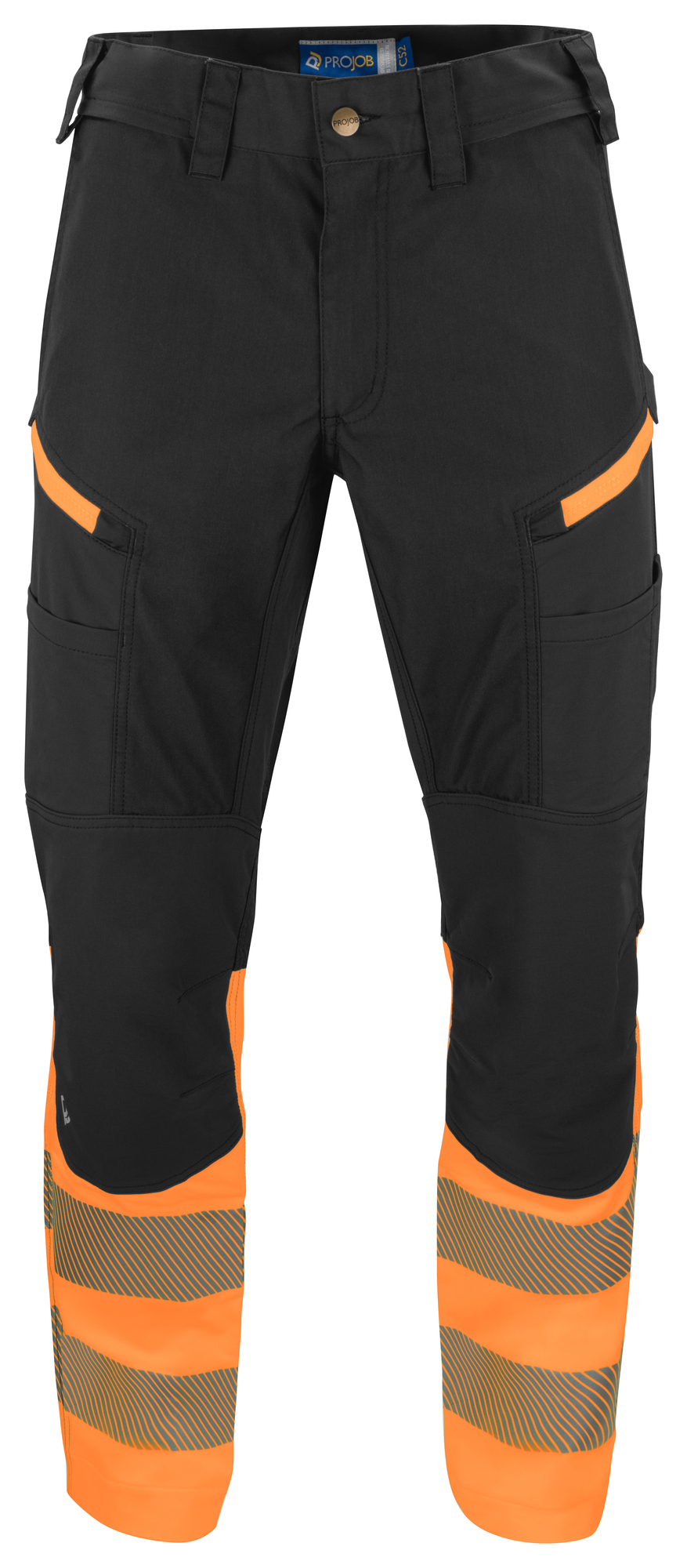 Pantalon publicitaire haute visibilité STRETCH polycoton Orange et Noir